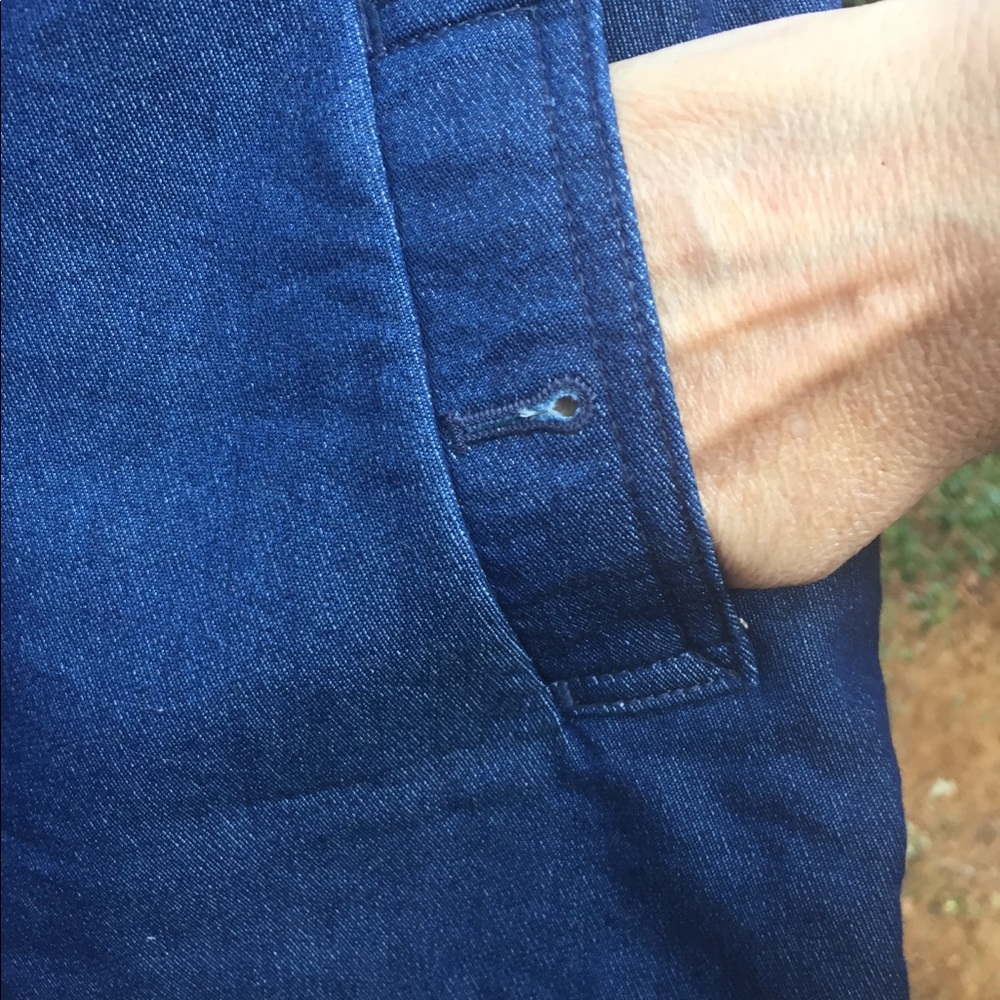 Loft classic front pleat navy  blue  denim  mini navy skirt - Picture 7 of 12